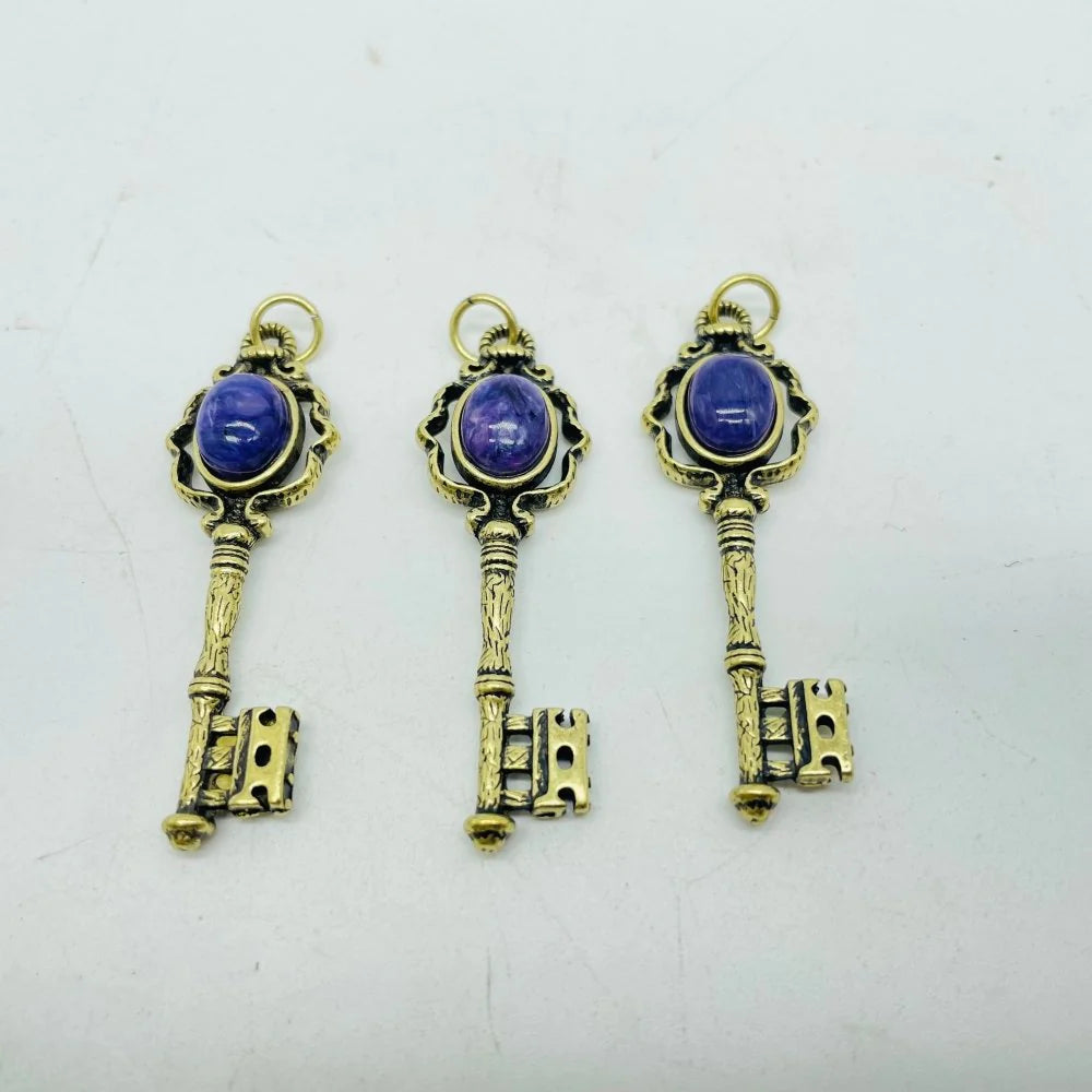 Charoite Key Pendant Necklace