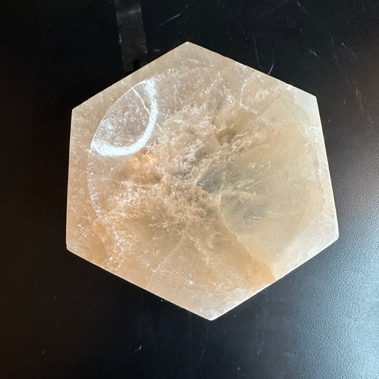 Hexagon Peach Selenite Bowl