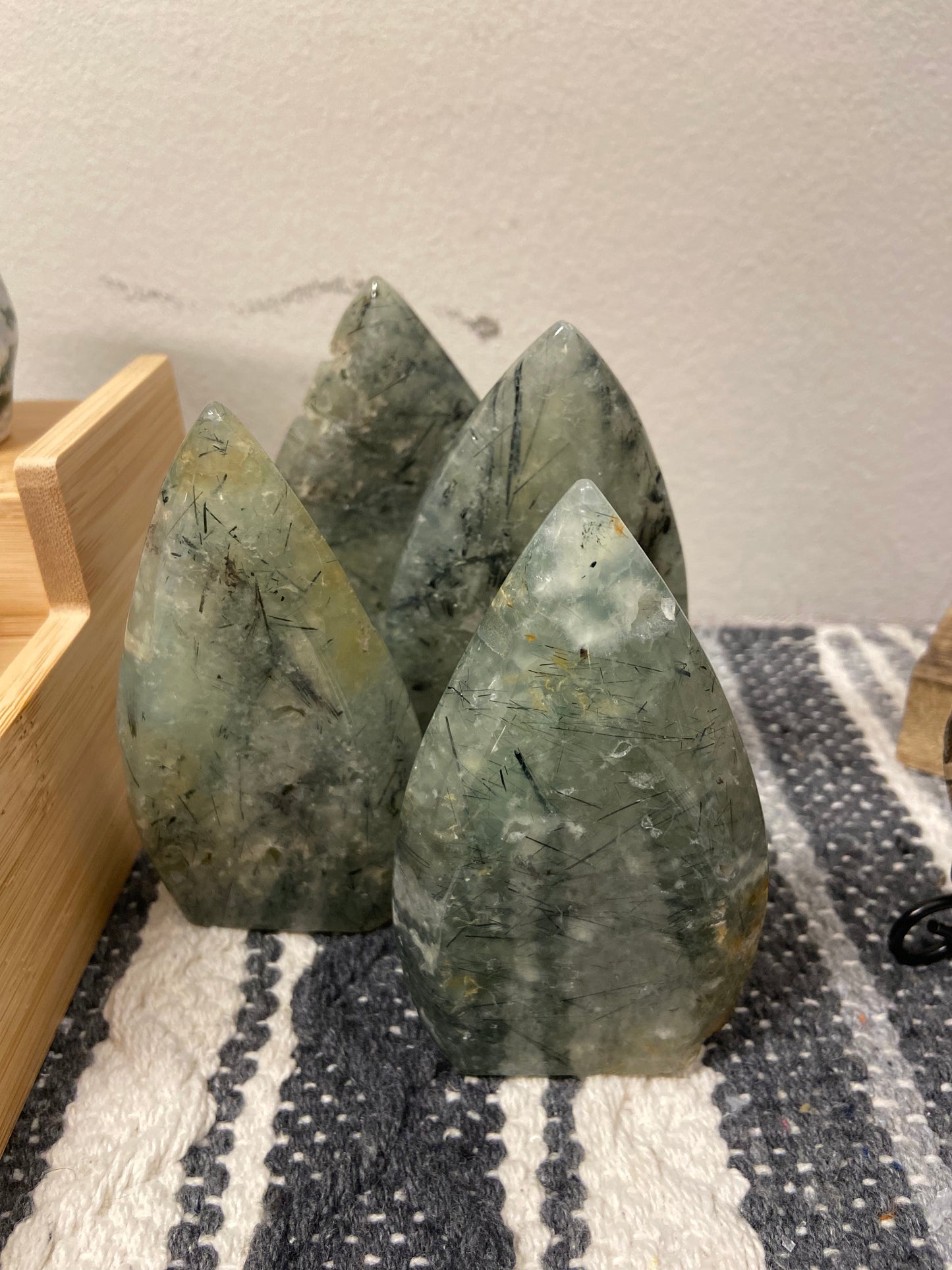 Prehnite Teardrop Carvings