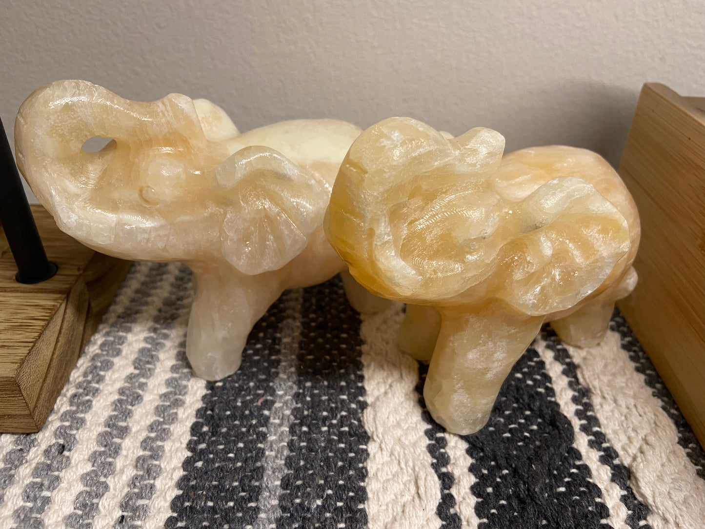 Yellow Calcite Elephant Carving
